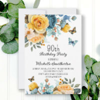 Mariposas florales amarillas y azules onduladas 90