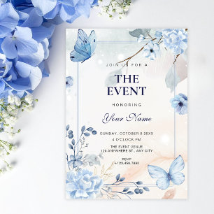 Invitación Mariposas florales azules