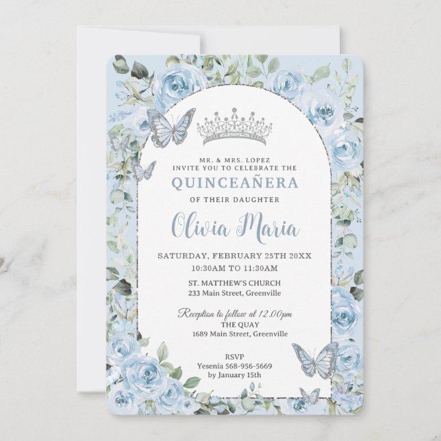 Invitación Mariposas Florales Bebés Quinceañera Foto (Anverso)