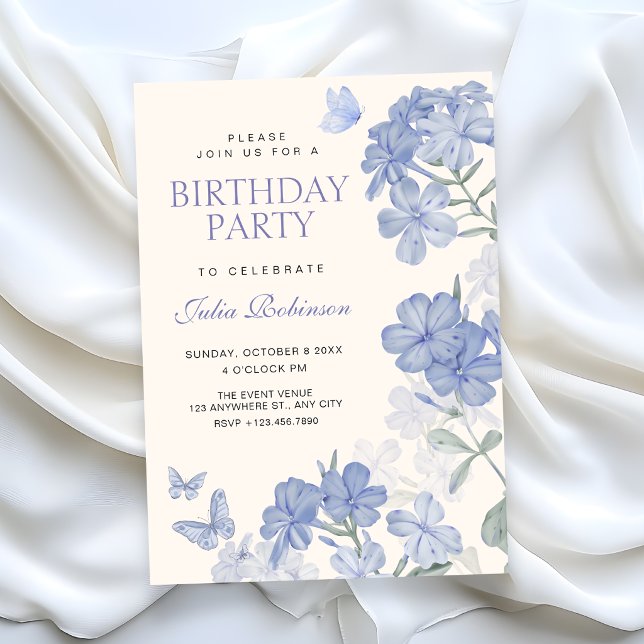 Invitación mariposas florales cumpleaños (Subido por el creador)