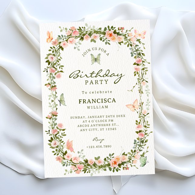 Invitación Mariposas florales cumpleaños (Subido por el creador)
