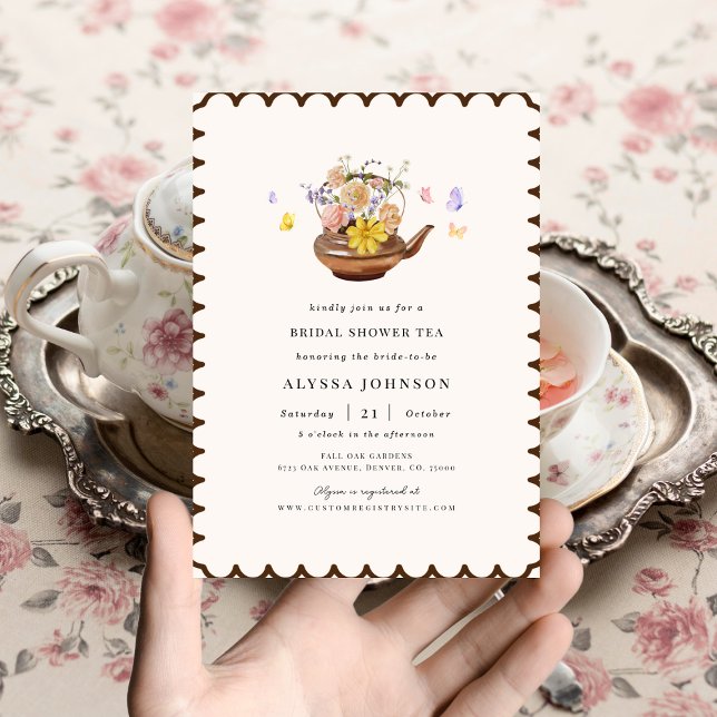 Invitación Mariposas florales de té en maceta caen té de duch (Subido por el creador)