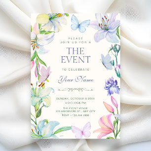 Invitación Mariposas florales estéticas