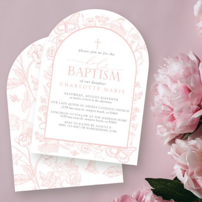 Invitación Mariposas florales rosadas de Rubor Cruz del Bauti (Subido por el creador)