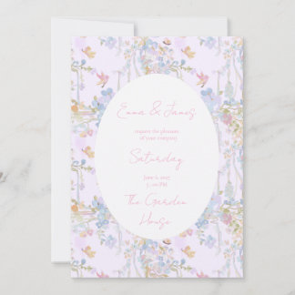 Invitación Mariposas florales rosadas pastel pintadas al óleo