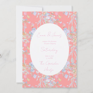 Invitación Mariposas florales rosadas pastel pintadas al óleo