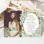 Invitación Mariposas Florales Vintage Green Quinceañera<br><div class="desc">Personalice esta invitación a la fotografía de 16 años de color rojo de moda vintage, Quinceañera / Sweet 16, fácil y rápidamente. Simplemente haga clic en el botón personalizar para editar los textos, cambiar las fuentes y los colores de las fuentes. Con suaves acuarelas, flores verdes de salvia, mariposas y...</div>