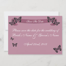 Invitación Mariposas Fuchsia Guarden la Fecha