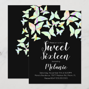 Invitación Mariposas holográficas Cumpleaños dulce dieciséis 