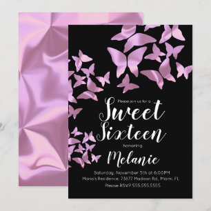Invitación Mariposas holográficas Fiesta de Dulces Dieciséis 
