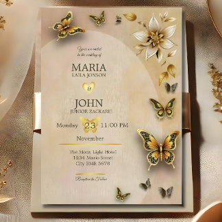 Invitación mariposas invitadas a la boda original
