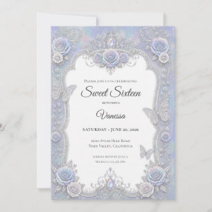 Invitación Mariposas Iridescentes Elegantes Cumpleaños 16