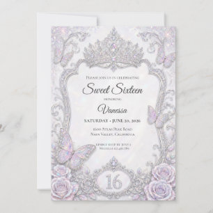 Invitación Mariposas Iridescentes Elegantes Cumpleaños 16
