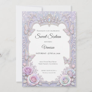 Invitación Mariposas Iridescentes Elegantes Cumpleaños 16