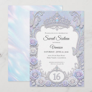 Invitación Mariposas Iridescentes Elegantes Cumpleaños 16
