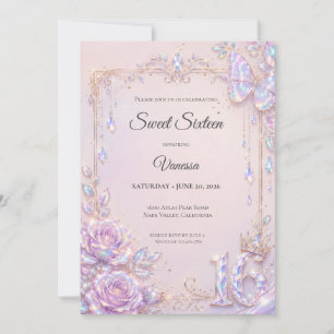 Invitación Mariposas Iridescentes Elegantes Dulces 16