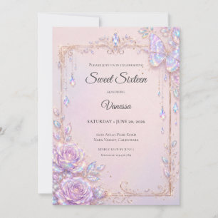 Invitación Mariposas Iridescentes Elegantes Dulces 16