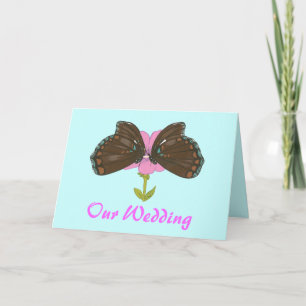 Invitación Mariposas marrones en la flor rosa, la boda invita