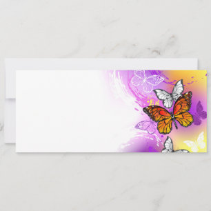Invitación Mariposas monarcas en fondo morado