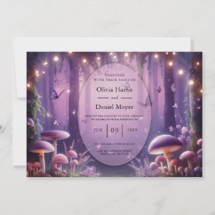 Invitación Mariposas moradas y Boda de los cielos estrellados