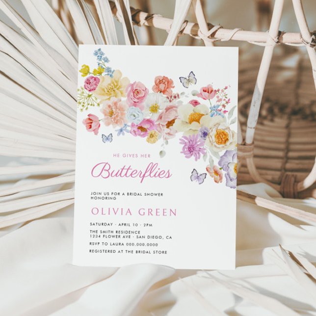 Invitación Mariposas Pastel Bloom Floral Bridal Shower (Subido por el creador)