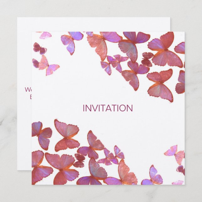 Invitación Mariposas Por Favor Únanse a Nosotros (Anverso / Reverso)