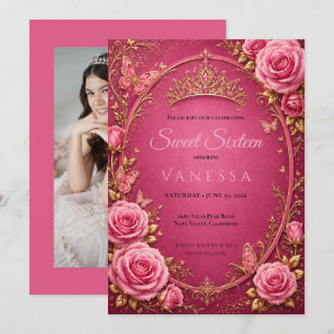 Invitación Mariposas Princesa Photo dulces 16