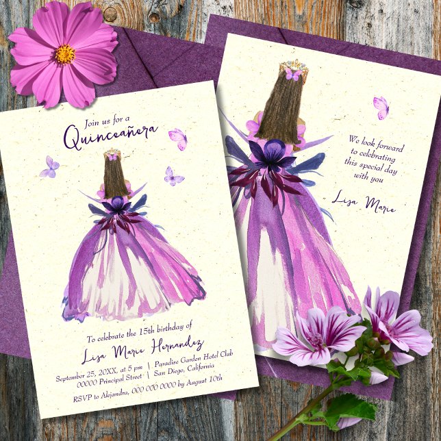Invitación Mariposas Purple Floral Dreamy Quinceañera (Subido por el creador)