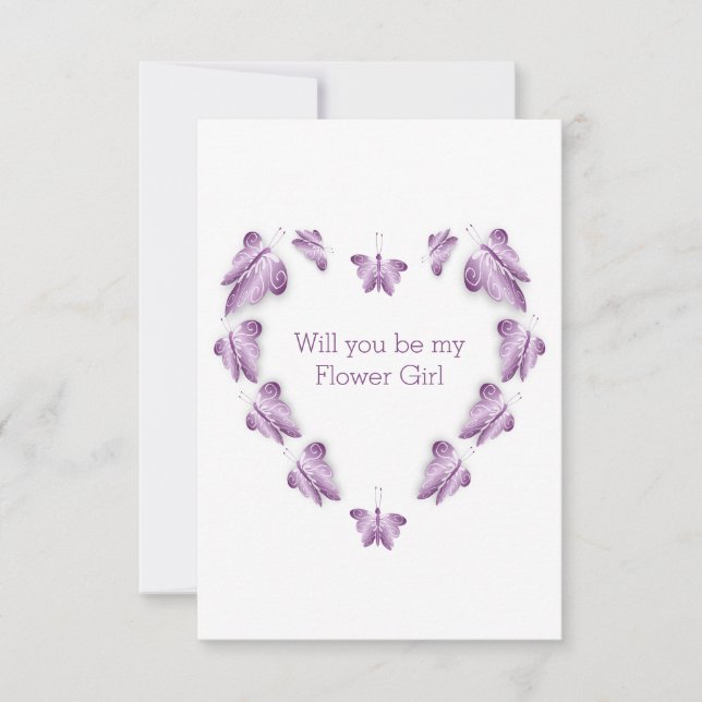 Invitación Mariposas Púrpura Diseñar solicitud de chica de fl (Anverso)