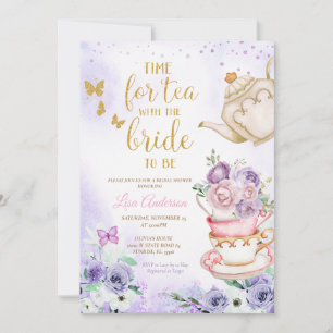 Invitación Mariposas púrpura Lilac Fiesta de té de ducha de n