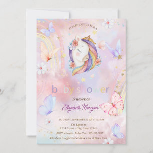 Invitación Mariposas Rainbow Floral Unicorn Baby Shower