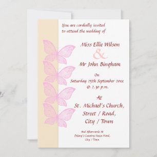 Invitación Mariposas rosadas
