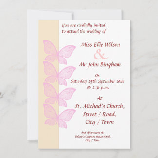Invitación Mariposas rosadas