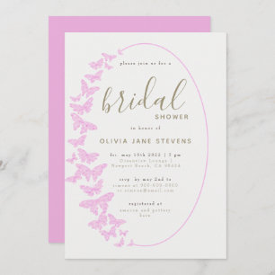Invitación Mariposas rosadas Elegante Boho Frame Bridal Showe