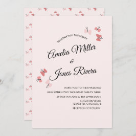 Invitación Mariposas rosadas Jardín Boda romántico