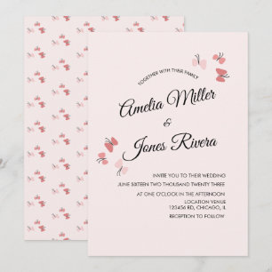 Invitación Mariposas rosadas Jardín Boda romántico