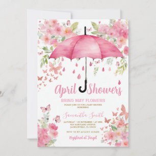 Invitación Mariposas Rosadas Las Lluvias De Abril Traen Flore