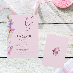 Invitación Mariposas rosadas Oh Chica Baby Shower