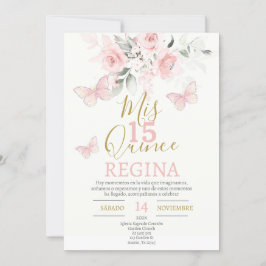 Invitación Mariposas rosadas Quinceañera