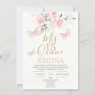 Invitación Mariposas rosadas Quinceañera
