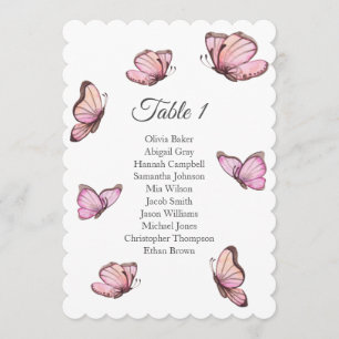 Invitación Mariposas rosadas tropicales. Gráficos de asientos