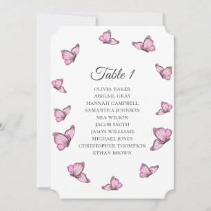 Invitación Mariposas rosadas tropicales. Gráficos de asientos