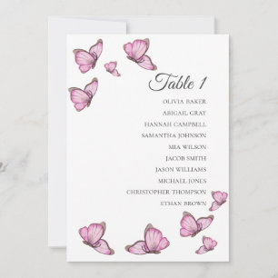 Invitación Mariposas rosadas tropicales. Gráficos de asientos