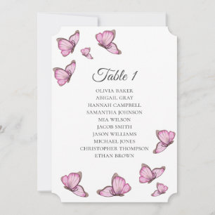 Invitación Mariposas rosadas tropicales. Gráficos de asientos