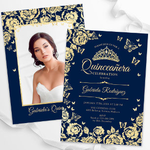 Invitación Mariposas Rosas de la Marina de Oro Azul