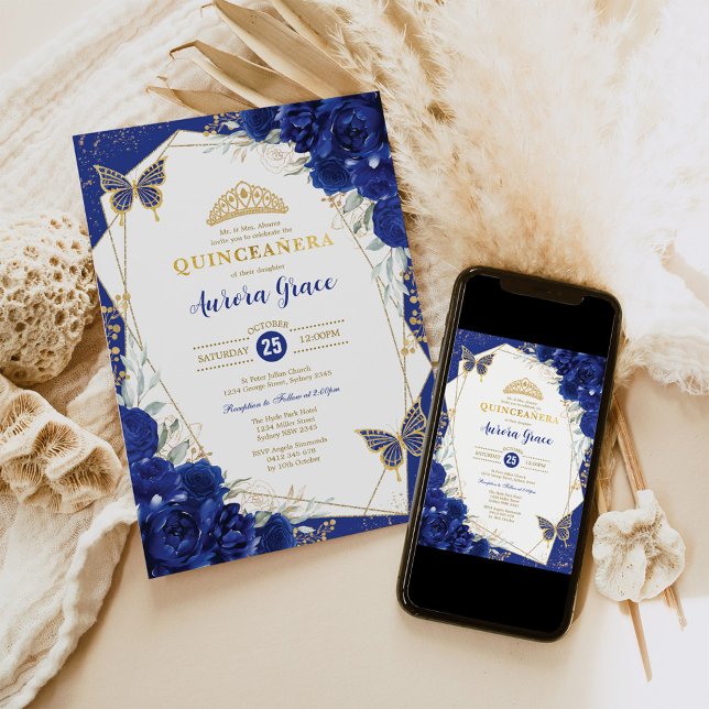 Invitación Mariposas Royal Blue Quinceañera Mis Quince (Subido por el creador)