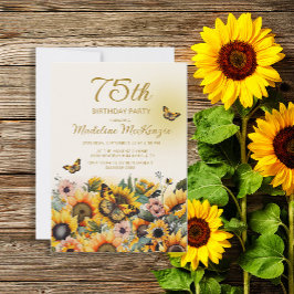 Invitación Mariposas Sunflowers 75ª fiesta de cumpleaños
