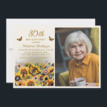 Invitación Mariposas Sunflowers 80ª foto de la fiesta de cump<br><div class="desc">Elegantes girasoles y mariposas invitan a la fiesta de cumpleaños número 80 de las mujeres. Comuníquese conmigo para obtener ayuda con sus personalizaciones o para solicitar productos adicionales de correspondencias o coordinación de Zazzle para su fiesta.</div>