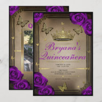 Mariposas Tiara Rosas Púrpura Brillante Quinceañer