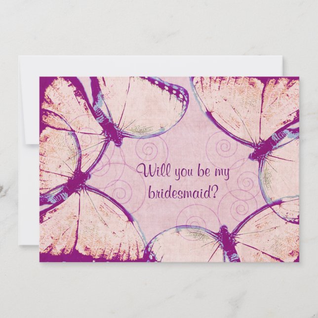 Invitación mariposas tiernas color rosa (Anverso)